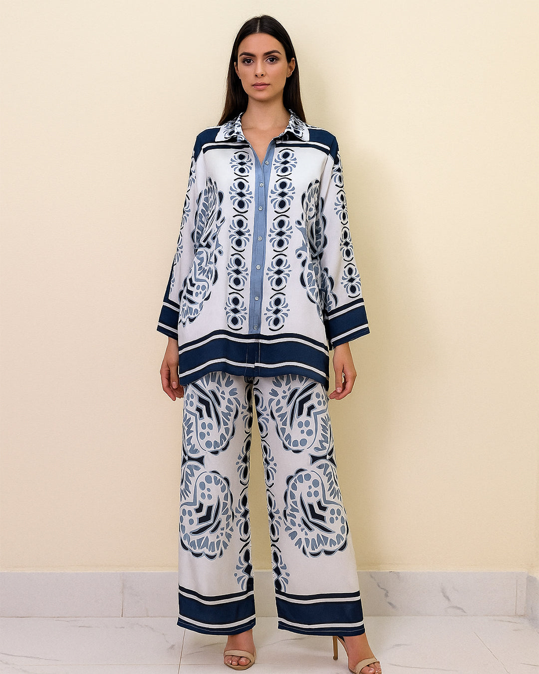 Blue & White Printed Co-ord Set