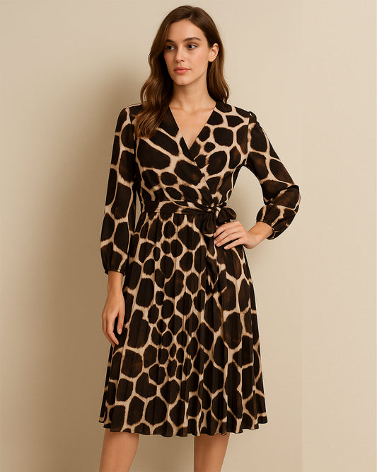 Animal Print Fit &amp; Flare Wrap Dress
