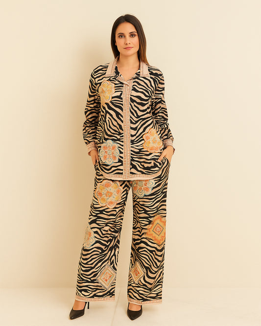 Zebra Print & Floral Pattern Co-ord Set