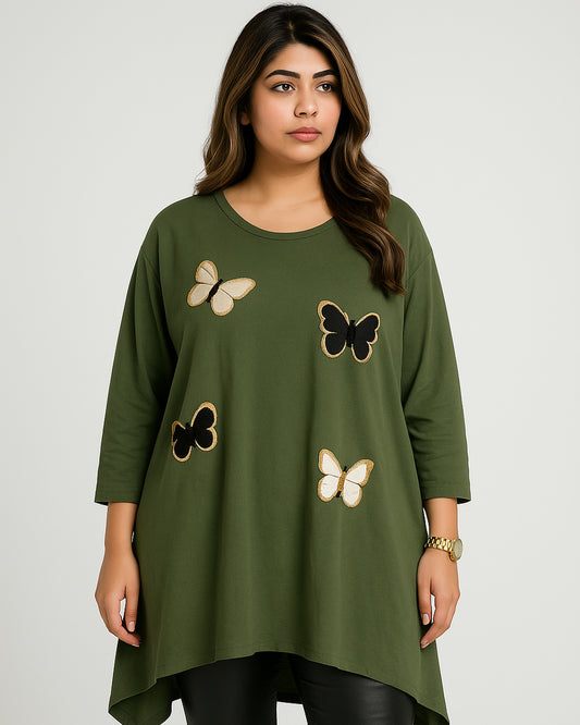 Butterfly Patch Oversized Tunic Top