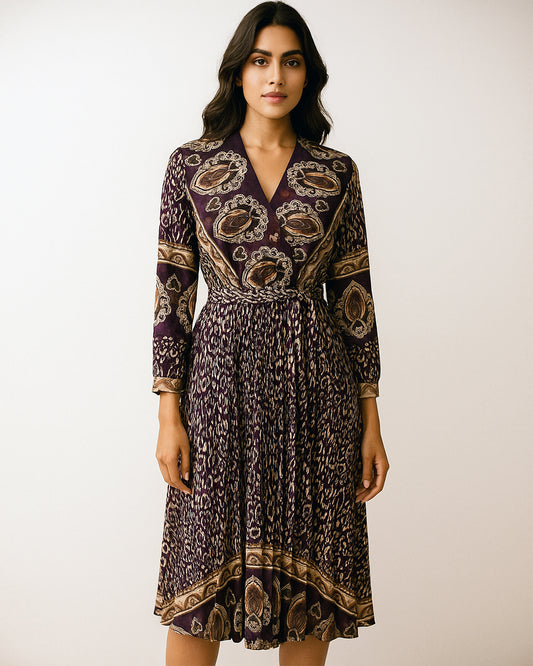 Deep Plum Printed Dress