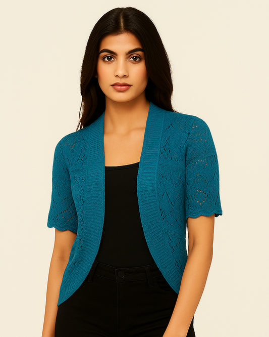 Women’s Short Sleeve Open Knit Shrug