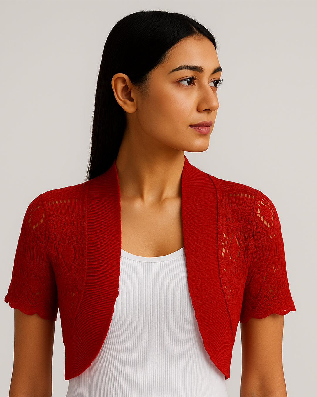 Women’s Short Sleeve Open-Knit Bolero Shrug