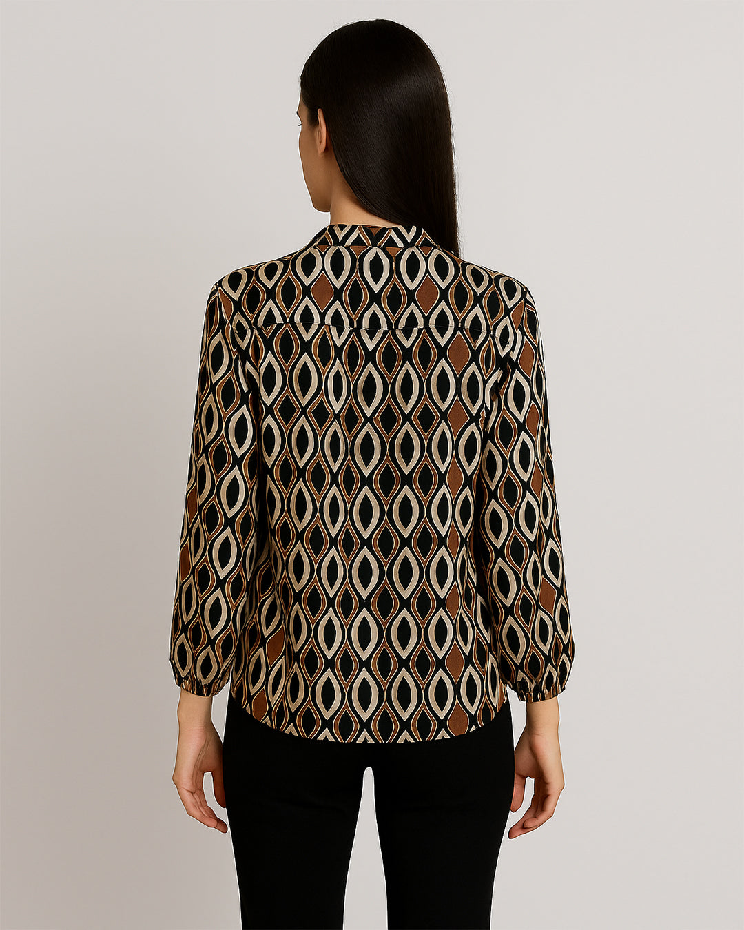 Geometric Print Long Sleeve Top