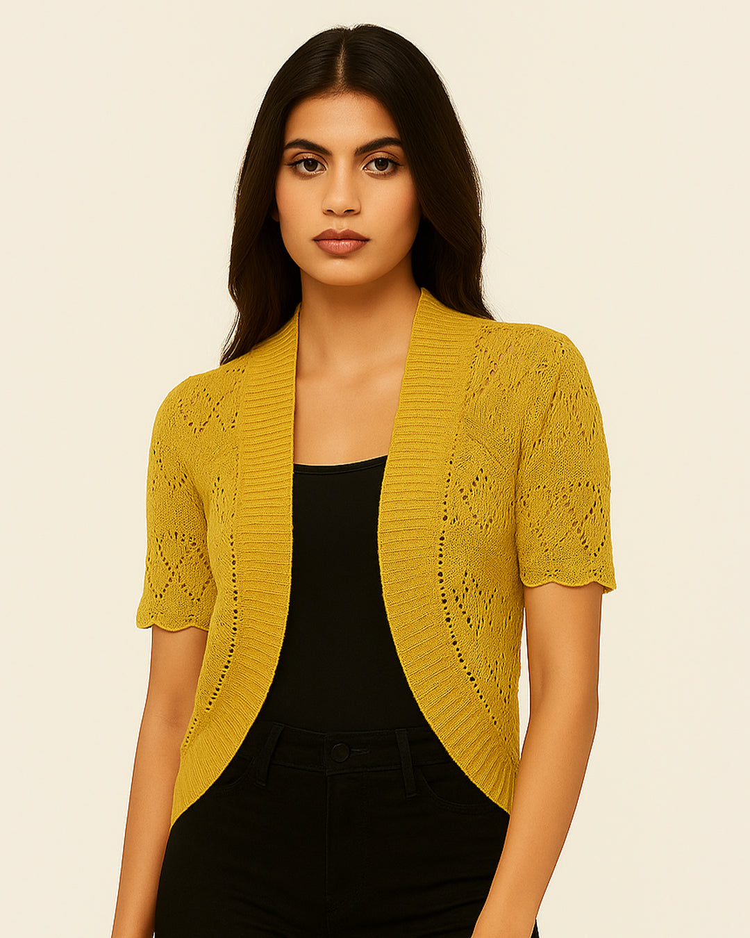 Women’s Short Sleeve Open Knit Shrug