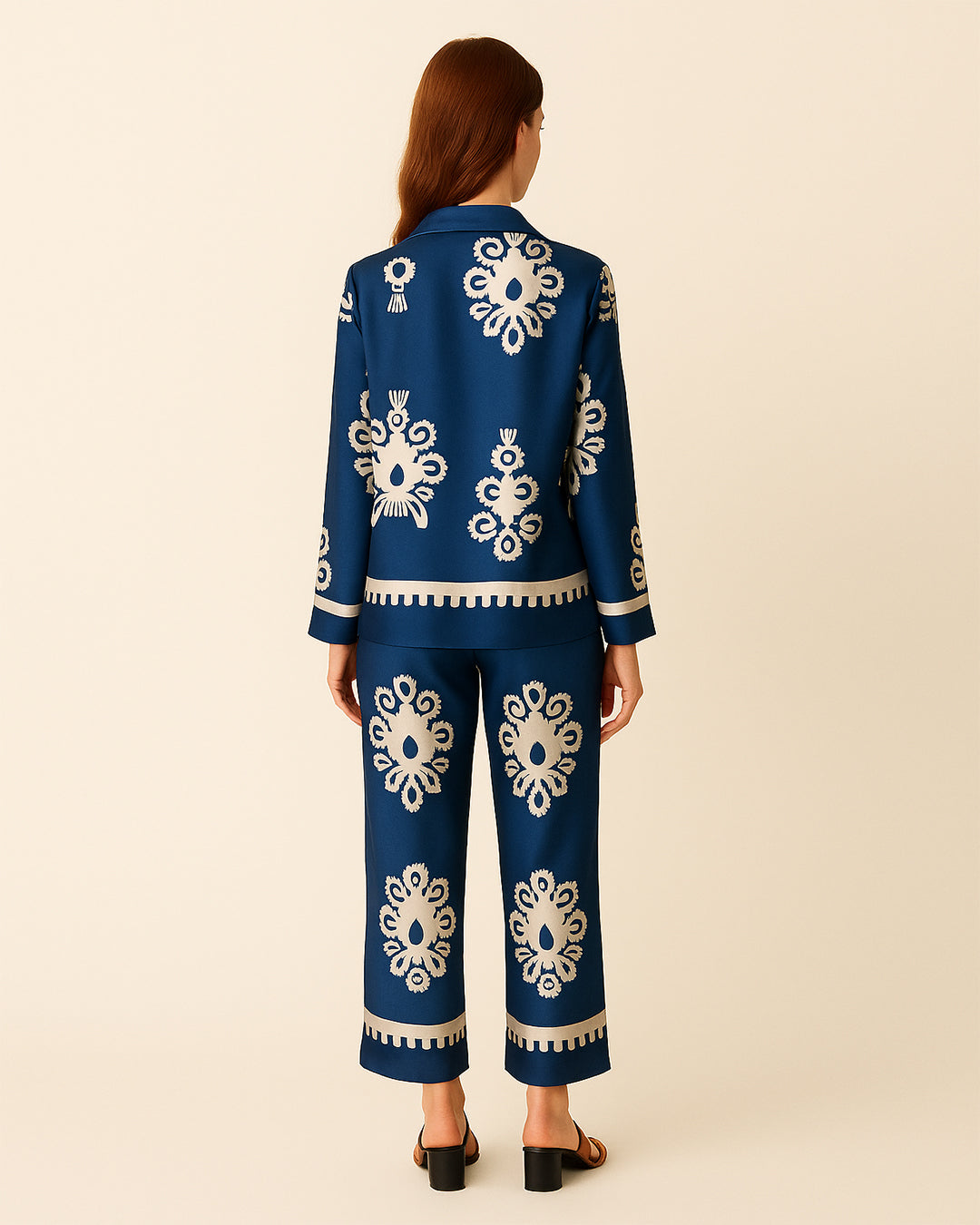 Navy Blue & White Printed Co-ord Set