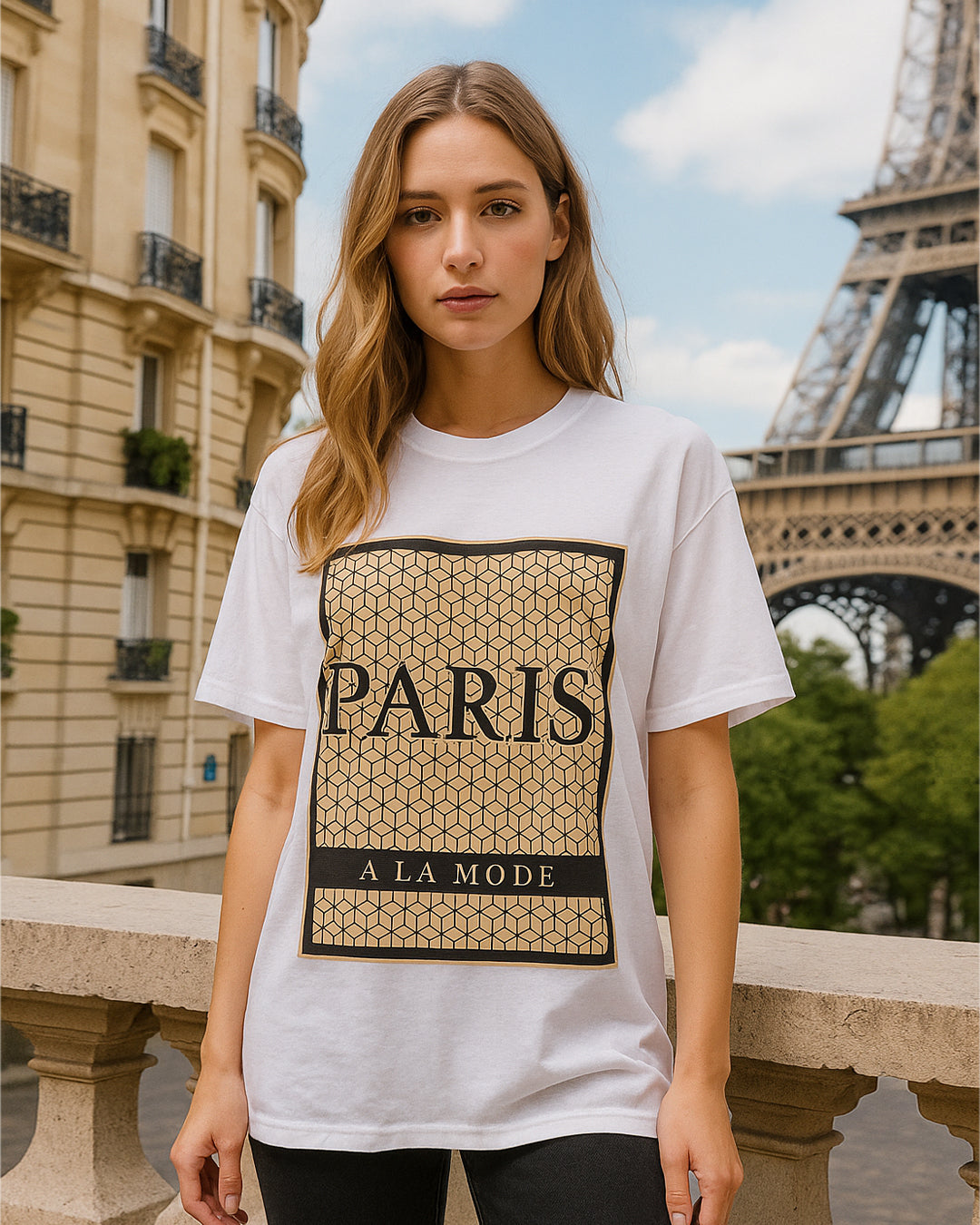 White “Paris À La Mode” Graphic T-Shirt