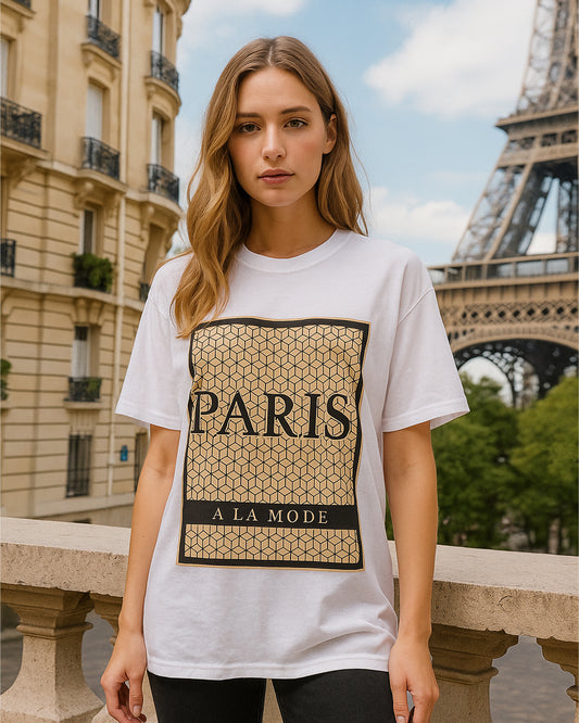 White “Paris À La Mode” Graphic T-Shirt