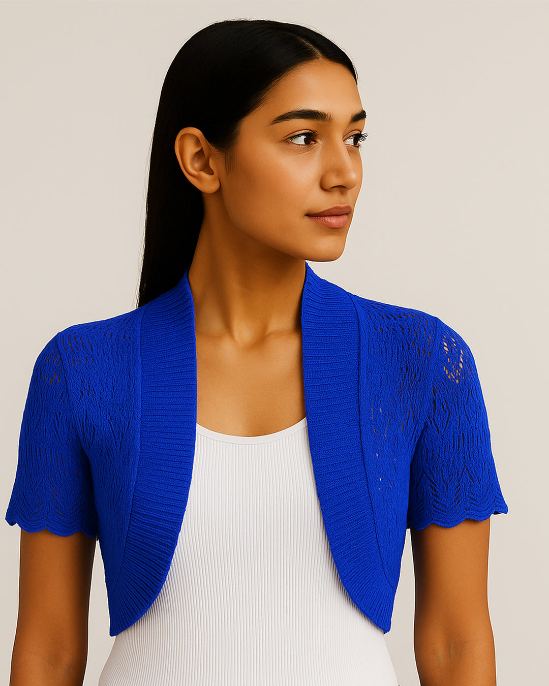 Women’s Short Sleeve Open-Knit Bolero Shrug