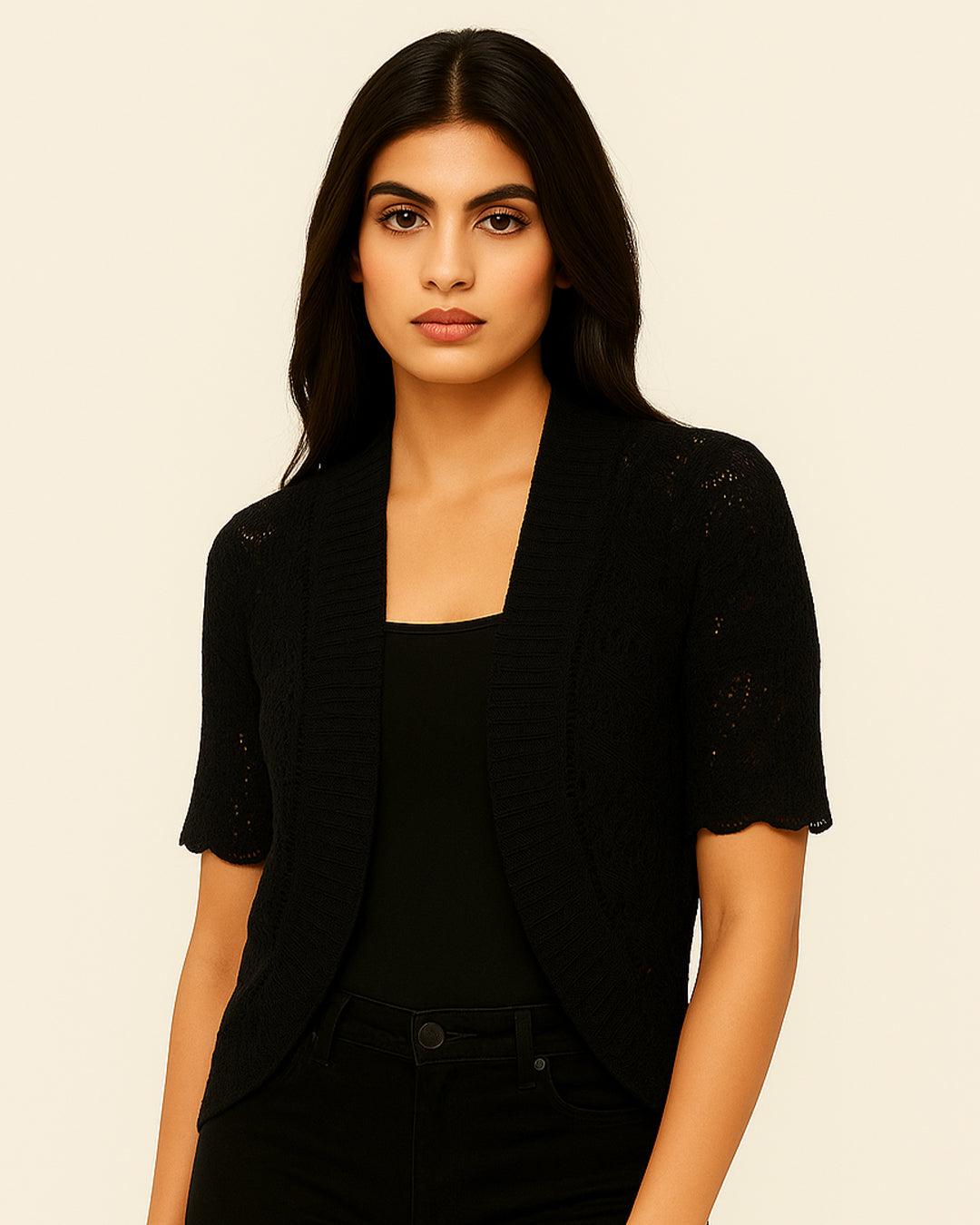 Women’s Short Sleeve Open Knit Shrug