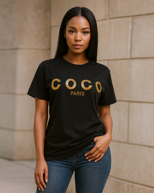 Black “COCO Paris” Graphic T-Shirt