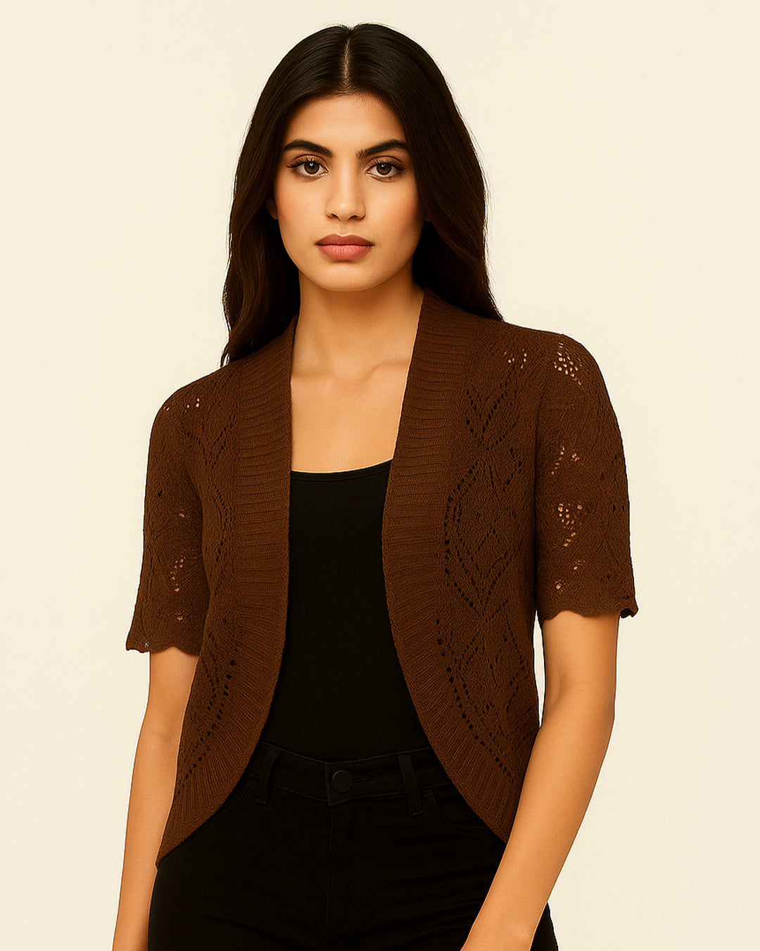 Women’s Short Sleeve Open Knit Shrug