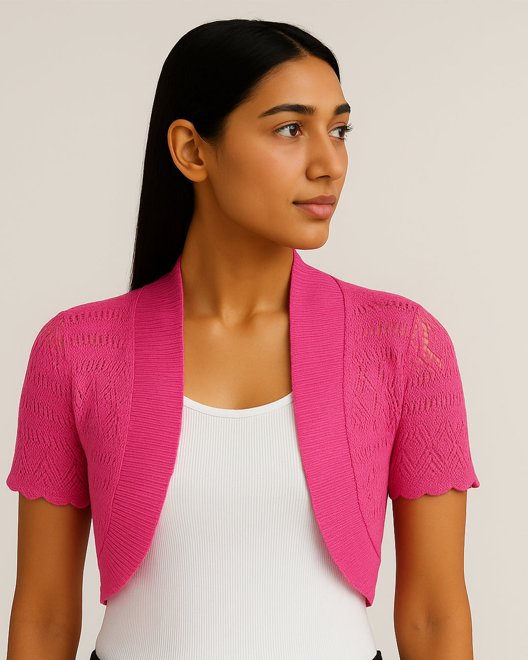 Women’s Short Sleeve Open-Knit Bolero Shrug