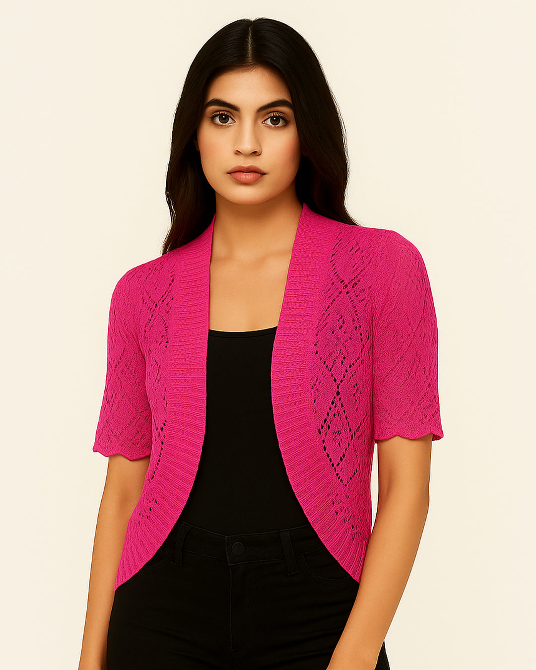 Women’s Short Sleeve Open Knit Shrug