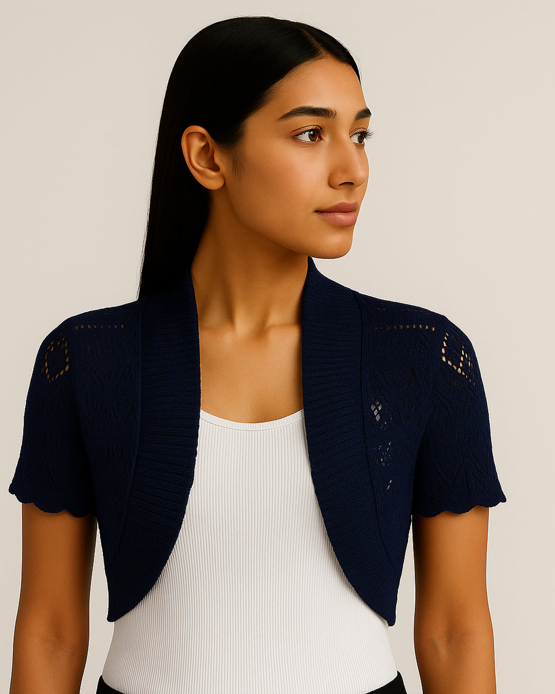 Women’s Short Sleeve Open-Knit Bolero Shrug