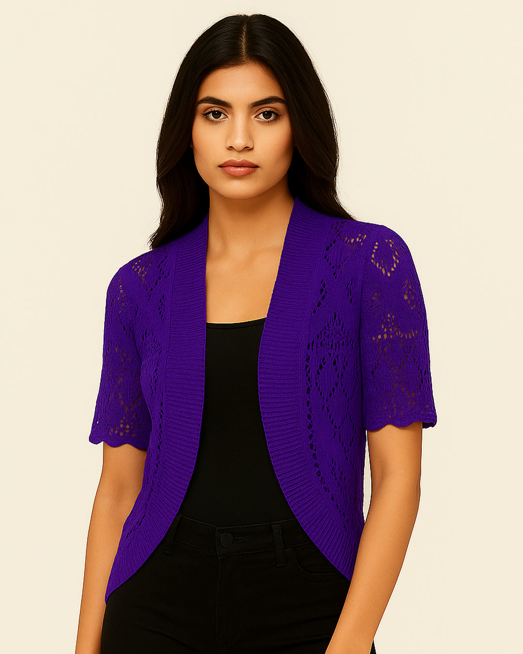 Women’s Short Sleeve Open Knit Shrug