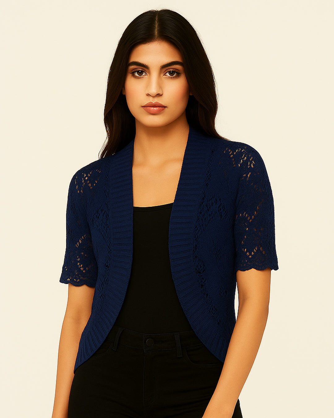 Women’s Short Sleeve Open Knit Shrug